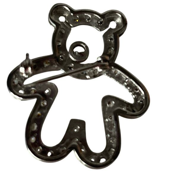 VALENTI Vintage Sterling silver Rhinestone Bear brooch RARE - Picture 2 of 9